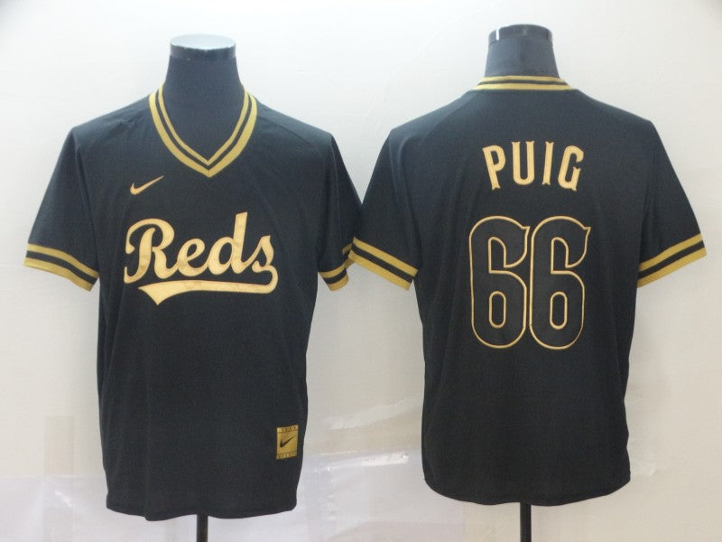 Men's Cincinnati Reds Yasiel Puig #66 Black Baseball Jersey